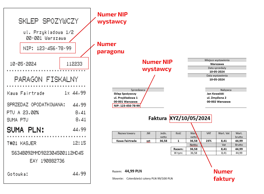 Paragon fiskalny-faktura-dane