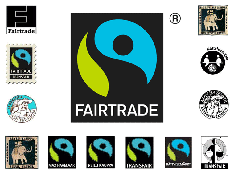 Znak Fairtrade jest rezultatem współpracy wielu organizacji, które na przestrzeni lat doprowadziły do opracowania systemu certyfikacji i umieszczania na produktach znaku FAIRTRADE